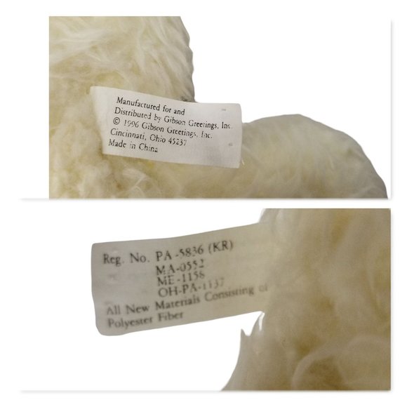 Vtg 96 Gibson Greetings Rabbit Bunny Plush Hand Knit Sweater Carrot Stuffed - Picture 8 of 10